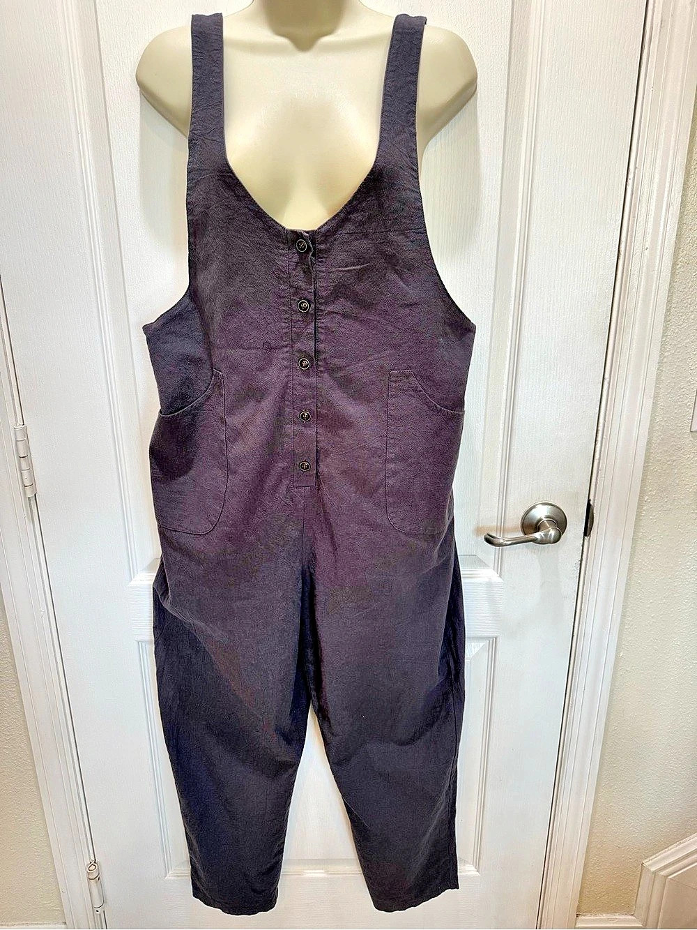 Linen Cotton Overalls in Gray Like New Large
